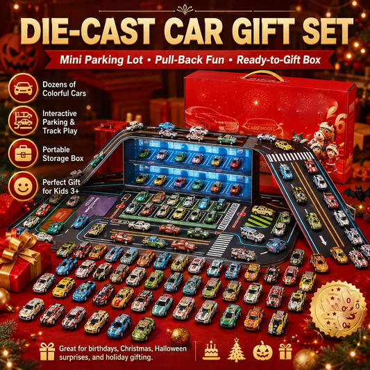 🎄 50% RABATT NU! 🎁 Foldable Toy Car Garage Play Set – dragbacksbilar, LED-belysning & hopfällbar bana – perfekt för kreativ lek och racingäventyr 🏎️✨