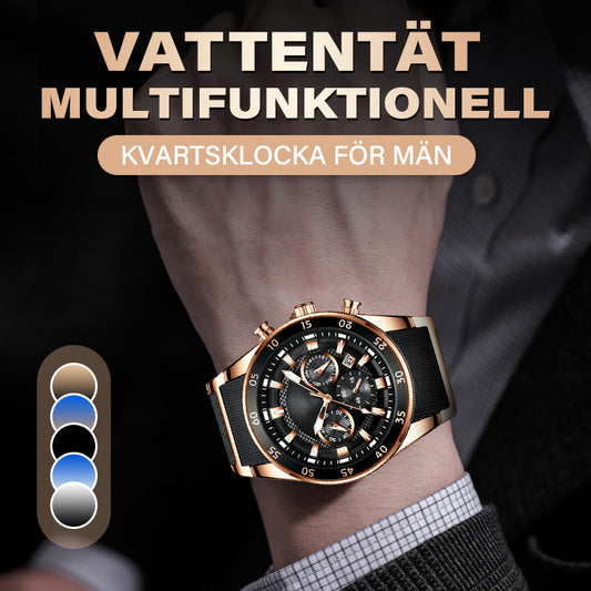 ⌚ Vattentät Multifunktionell Kvartsklocka för Män 🌊
