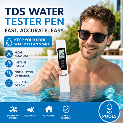 💧3-i-1 TDS Vattenkvalitetstestare🌊Mäter pH, Klor och Hårdhet med LCD-display för Pool och Akvarium📱