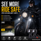 🏍️ Universella LED-strålkastare för motorcykel – med dubbla ljusbilder och vattentät i alla väder 💡