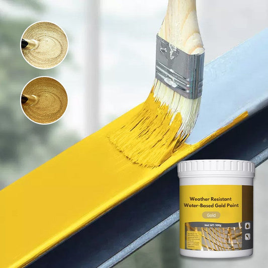 🎨50% RABATT NU !✨Väderbeständig Vattenbaserad Guldfärg – Maximal Täckning, Snabb Torkning & Lätt Applicering 🏠