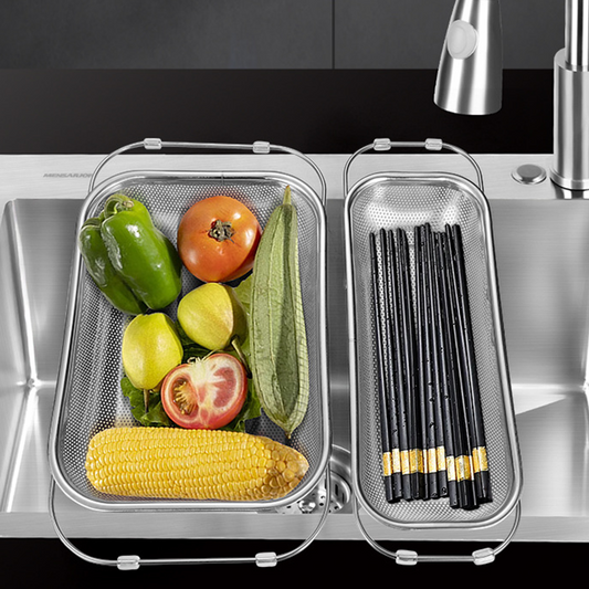 Teleskopisk avrinningskorg i rostfritt stål