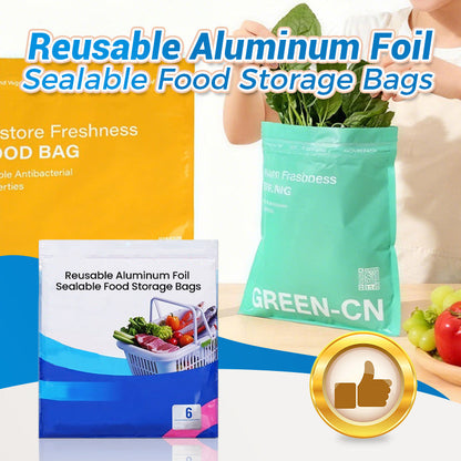 🥡Återanvändbara förslutningsbara matförvaringspåsar av aluminiumfolie  🔒✨ ♻️🛒