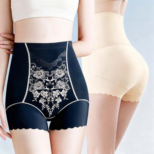 🔥🎁Nyhet 50 % RABATT🔥Broderade trosor med hög midja och formande effekt för kvinnor