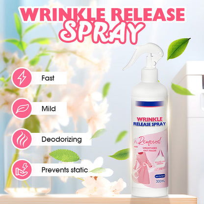 🥳 2026 HOT SALE 🥳 💞 50 000+ SÅLDA! 👔❤️‍🔥 Multifunktionell Skrynkelborttagningsspray – Tar bort skrynklor på några minuter – Tar bort lukt, skonsam mot tyger – Ingen strykning behövs! – Måste‑ha för resor 👕✨