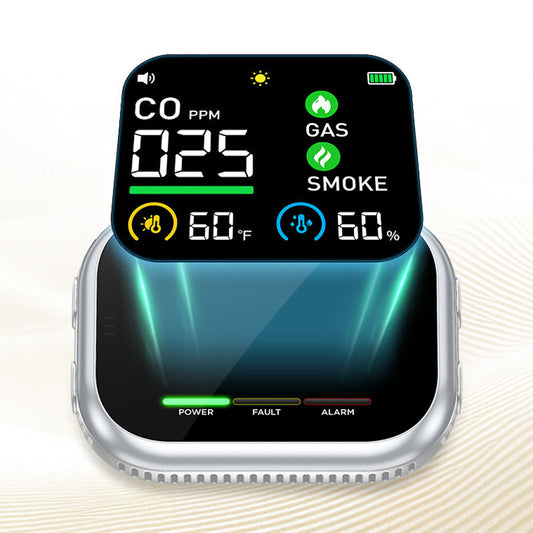 ⚠️ 50 % RABATT NU! 6‑i‑1 säkerhetslarm för kolmonoxid, gas och rök – med tydlig LCD-skärm, temperatur- och fuktvisning 🔥