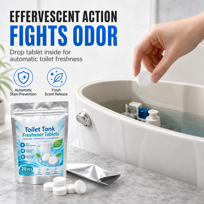🥳2026 HETASTE REAN🥳💞 ÖVER 50 000 SÅLDA! 🚽✨ 50 % RABATT! 20-pack rengöringstabletter för toalettcisternen – brusande formula bekämpar lukt, långsam upplösning rengör kontinuerligt. Skonsamma mot rörsystemet! 🧼✅